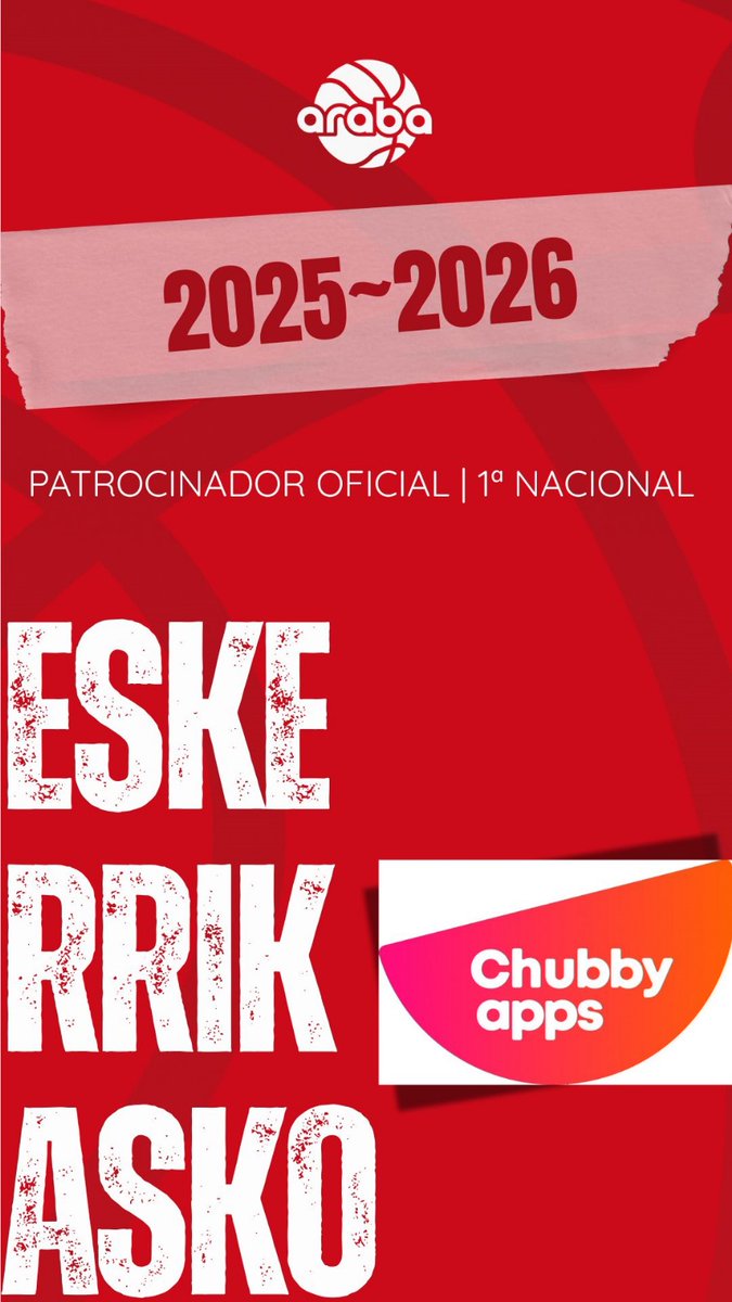 CB ARABA (@cb_araba) on Twitter photo 🤝 <a href="/Chubby_Apps/">Chubby Apps</a> será el patrocinador oficial de nuestro primer equipo de Primera División Nacional 🔴⚪ la próxima temporada 2025-2026.  Eskerrik asko!!! 👍🫶
#FamiliaAraba #CBAraba #Ezinaekinezegina #CBArabaBerria 🤝 <a href="/Chubby_Apps/">Chubby Apps</a> será el patrocinador oficial de nuestro primer equipo de Primera División Nacional 🔴⚪ la próxima temporada 2025-2026.  Eskerrik asko!!! 👍🫶
#FamiliaAraba #CBAraba #Ezinaekinezegina #CBArabaBerria