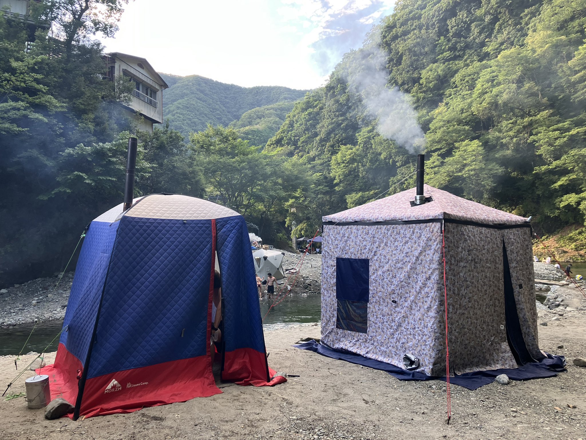 5面サウナテント ⑬ Amazon | DABADA（ダバダ） テントサウナ セット 3～4人用 幅175