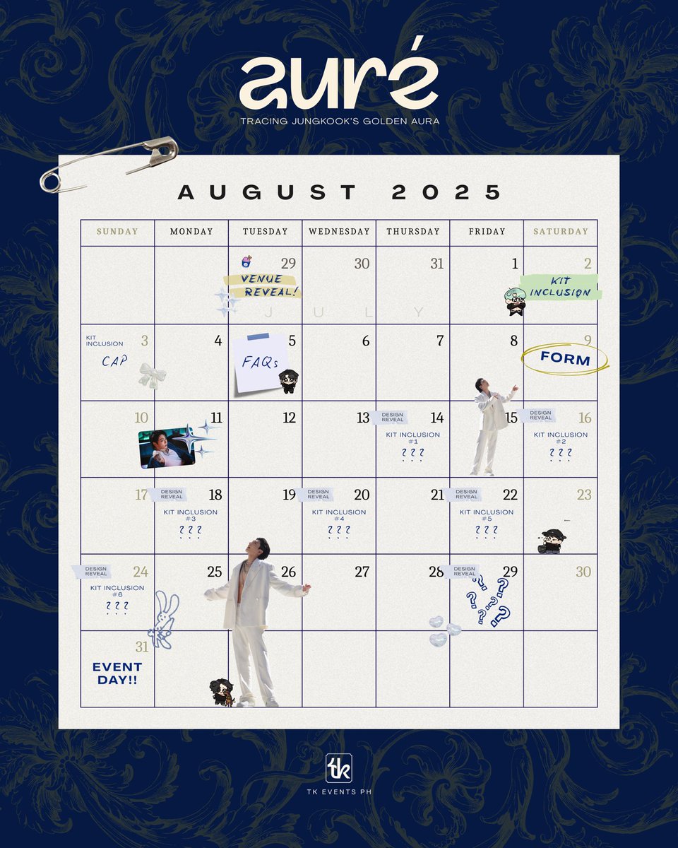 TKeventsPH's tweet image. TKeventsPH Presents:
✨ AURÉ ✨
Tracing Jungkook’s Golden Aura
in collaboration with @MOKKU_milk and @bluepolar_PH
🐰🍨🐻❄️
Event Calendar 🗓️