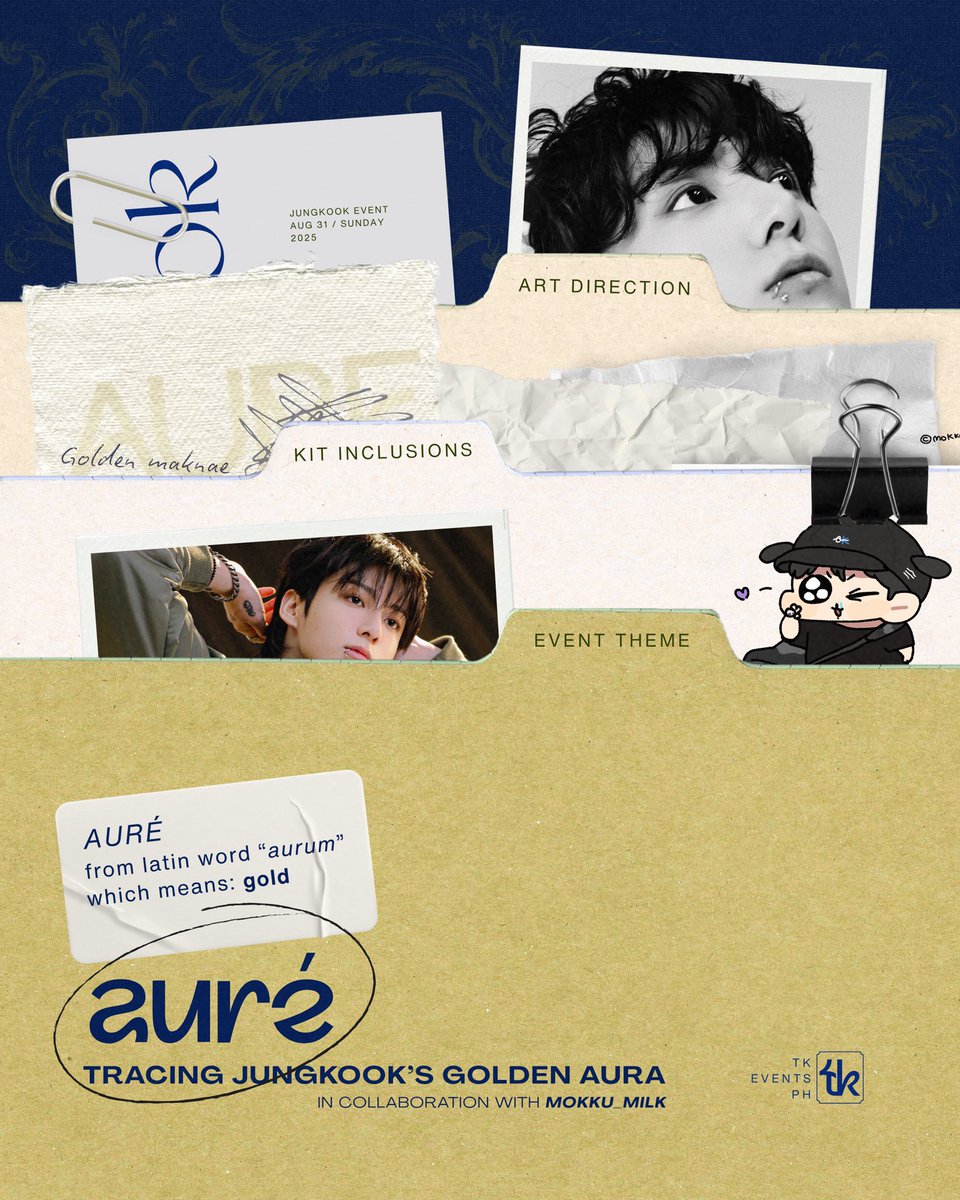 TKeventsPH's tweet image. TKeventsPH Presents:
✨ AURÉ ✨
Tracing Jungkook’s Golden Aura
in collaboration with @MOKKU_milk and @bluepolar_PH
🐰🍨🐻❄️
Event Calendar 🗓️
