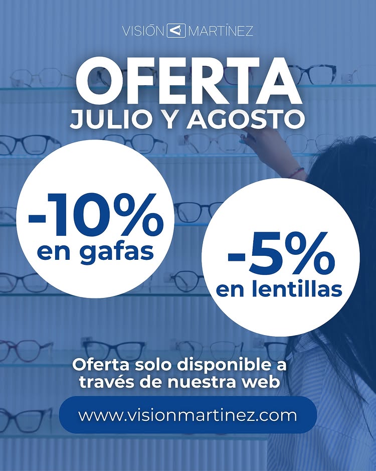👓🌞 ¡Este verano, cuida tu mirada y tu bolsillo!
En @visionmartinez te traemos una promo que no querrás dejar pasar:

💥 10% de descuento en gafas
💥 5% de descuento en lentillas

📲 Entra ya en nuestra web y disfruta de tu descuento.
#VisiónMartínez #PromoDeVerano #viralvideo