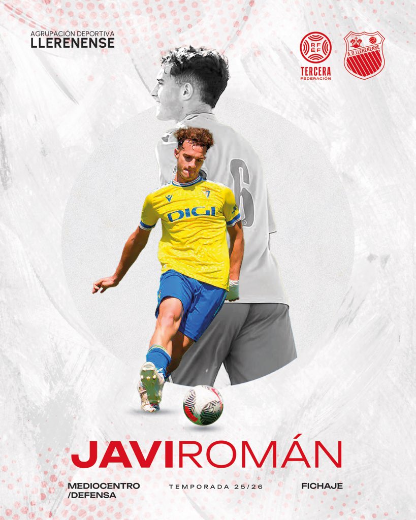 ✍🏼 𝗢𝗙𝗜𝗖𝗜𝗔𝗟 | 
Javi Román, nuevo fichaje.

✔️ 21 años. 12 años en la cantera del Cadiz CF y debut en 2RFEF. Jugador con proyección. Polivalente que juega tanto mediocentro como central. Liderazgo, gran juego aéreo y buen trato de balón.

🤝🏼 ¡Bienvenido <a href="/javi4roman/">Javi Román</a>!🤍❤️