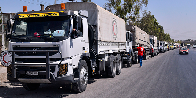 #Red crescent Sends a #humanitarian #aid convoy to #Daraa
sana.sy/en/?p=366013