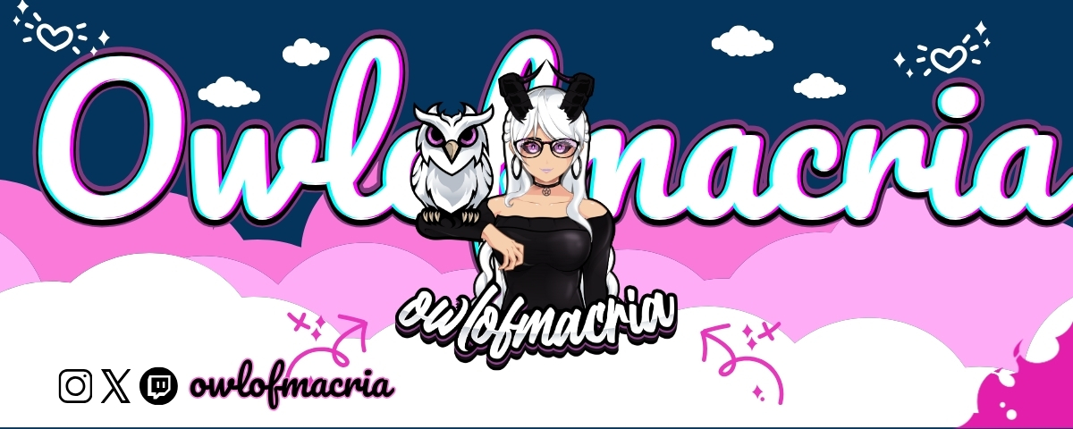 OwlOfMacria's tweet photo. Been a good while since i tweeted but i want to give a massive shoutout to @HavanaAnderson1 because of her incredible work on the custom logo and banner she has made for me! they look incredible and are a stunning view on my channel <3 https://t.co/bHTnoUJbhC