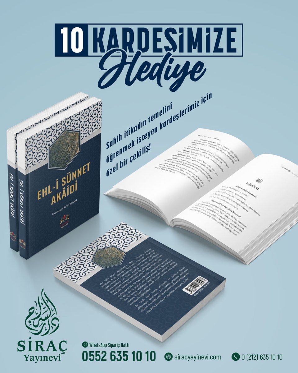 Siraç Yayınevi (@siracyayin) on Twitter photo 📚 ÇEKİLİŞ ZAMANI 📚
🎁 EHL-İ SÜNNET AKÂİDİ eseri 10 kişiye hediye ediyoruz!
Katılmak için:
1️⃣ RT
2️⃣ Beğen
3️⃣ Sayfalarımızı takip et:
<a href="/siracyayin/">Siraç Yayınevi</a>
<a href="/ismailagayayin/">İsmailağa Yayınevi</a>
4️⃣ 3 arkadaşını etiketle
📅 Son katılım: 01.08.2025 📚 ÇEKİLİŞ ZAMANI 📚
🎁 EHL-İ SÜNNET AKÂİDİ eseri 10 kişiye hediye ediyoruz!
Katılmak için:
1️⃣ RT
2️⃣ Beğen
3️⃣ Sayfalarımızı takip et:
<a href="/siracyayin/">Siraç Yayınevi</a>
<a href="/ismailagayayin/">İsmailağa Yayınevi</a>
4️⃣ 3 arkadaşını etiketle
📅 Son katılım: 01.08.2025