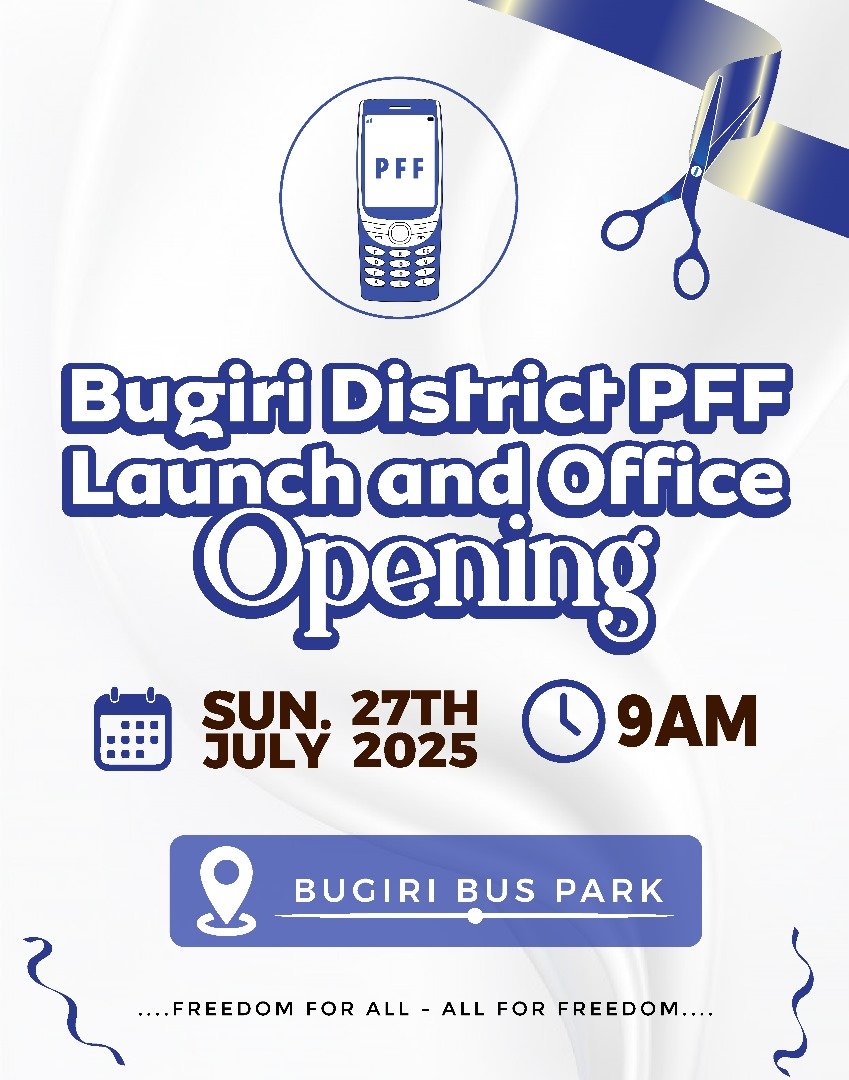 People's Front for Freedom - PFF (@pffuganda) on Twitter photo ๐ฏ๐๐๐๐ ๐ผ๐๐๐๐
๐, ๐ฏ๐๐๐๐ ๐ฉ๐๐๐๐๐!
Opening of PFF Offices in Bugiri!
Bugiri! We're thrilled to announce the official launch and opening of the new PFF offices, and we'd love for you to be a part of this special day.
Come and be part as we open our doors and ๐ฏ๐๐๐๐ ๐ผ๐๐๐๐
๐, ๐ฏ๐๐๐๐ ๐ฉ๐๐๐๐๐!
Opening of PFF Offices in Bugiri!
Bugiri! We're thrilled to announce the official launch and opening of the new PFF offices, and we'd love for you to be a part of this special day.
Come and be part as we open our doors and