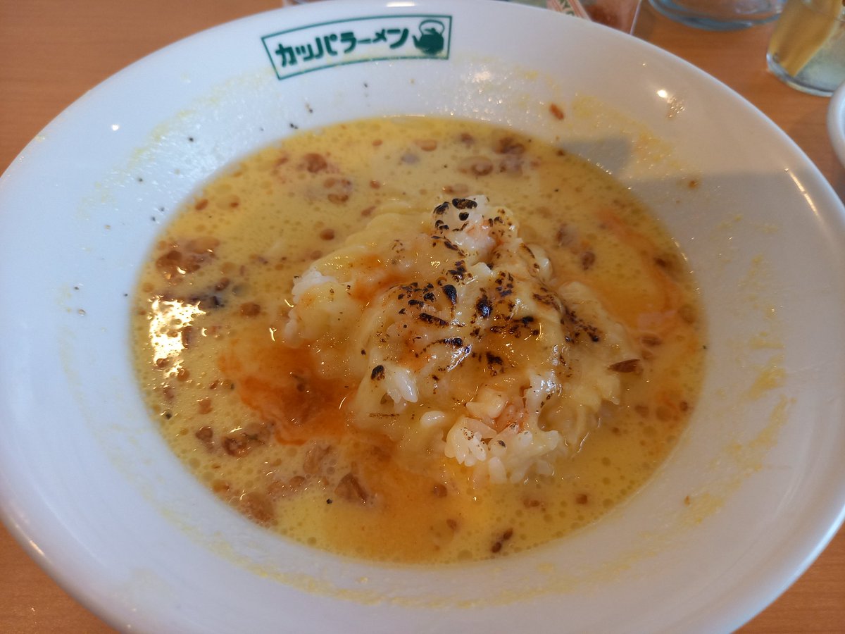 カッパラーメン狭山笹井店さん🌠とうもろこしが主役の冷たいコーンなラーメン&amp;チーご💡トウモロコシ最高🙆いつもどおりにお酢&amp;タバスコで変態🐤ラストはチーご投入でとうもろこしの冷や汗にて完食👏ごちそうさまです☺