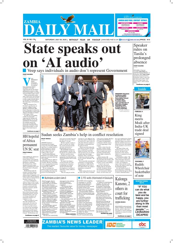 zadama24's tweet image. ISSUE NO. 178

SUBSCRIBE TO OUR E-PAPER: enews.daily-mail.co.zm

 #zambiadailymailnewspaper