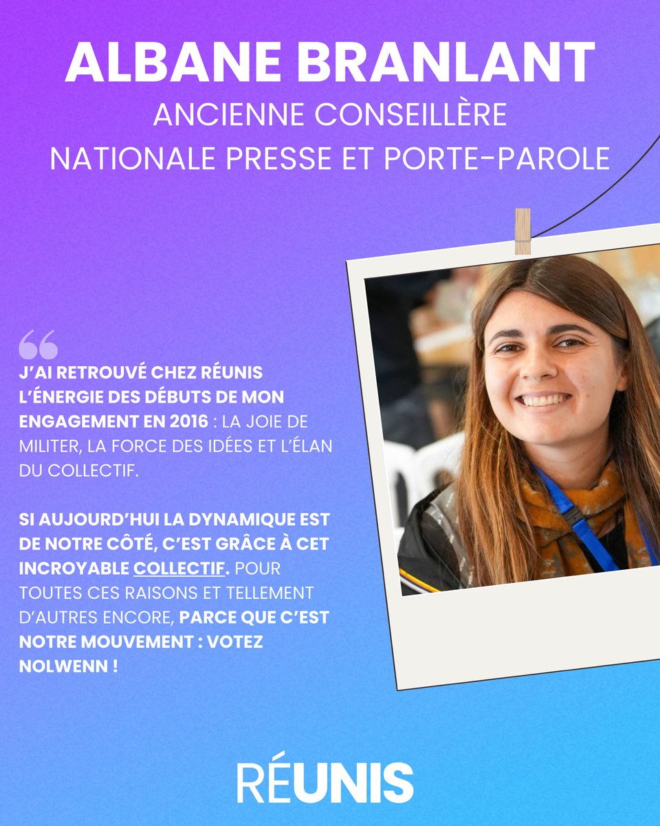 Ce week-end a lieu le vote pour la présidence d’un mouvement qui m’a tant appris : Les Jeunes en Marche.

À quelques minutes de l’ouverture du scrutin, je tiens à apporter tout mon soutien à <a href="/PelvenNolwenn/">Nolwenn Pelven</a> ! 💜💙
Avec Réunis, j’ai retrouvé ce qui m’a poussée à m’engager en 2016 :