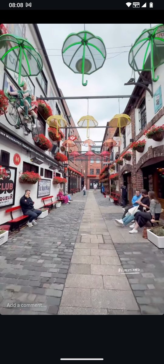 People move quickly through crappy places, people choose to linger in nice  spaces. Where people linger, take note of the proportions of width/ height which does so much of the work to create the perfect street enclosure. (Screenshot of a friend's post).