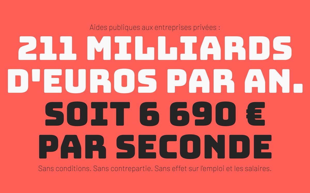 La CGT (@lacgtcommunique) on Twitter photo Bonjour <a href="/bayrou/">François Bayrou</a>
Nous sommes le samedi 26 juillet. À ce jour, votre gouvernement a gaspillé 119,91 milliards d’euros d’aides aux entreprises en 2025 ! 💸💸💸
250 000 personnes ont déjà signé pour que vous changiez votre #Budget2026
➡️ Rdv sur stopbudgetbayrou.fr Bonjour <a href="/bayrou/">François Bayrou</a>
Nous sommes le samedi 26 juillet. À ce jour, votre gouvernement a gaspillé 119,91 milliards d’euros d’aides aux entreprises en 2025 ! 💸💸💸
250 000 personnes ont déjà signé pour que vous changiez votre #Budget2026
➡️ Rdv sur stopbudgetbayrou.fr