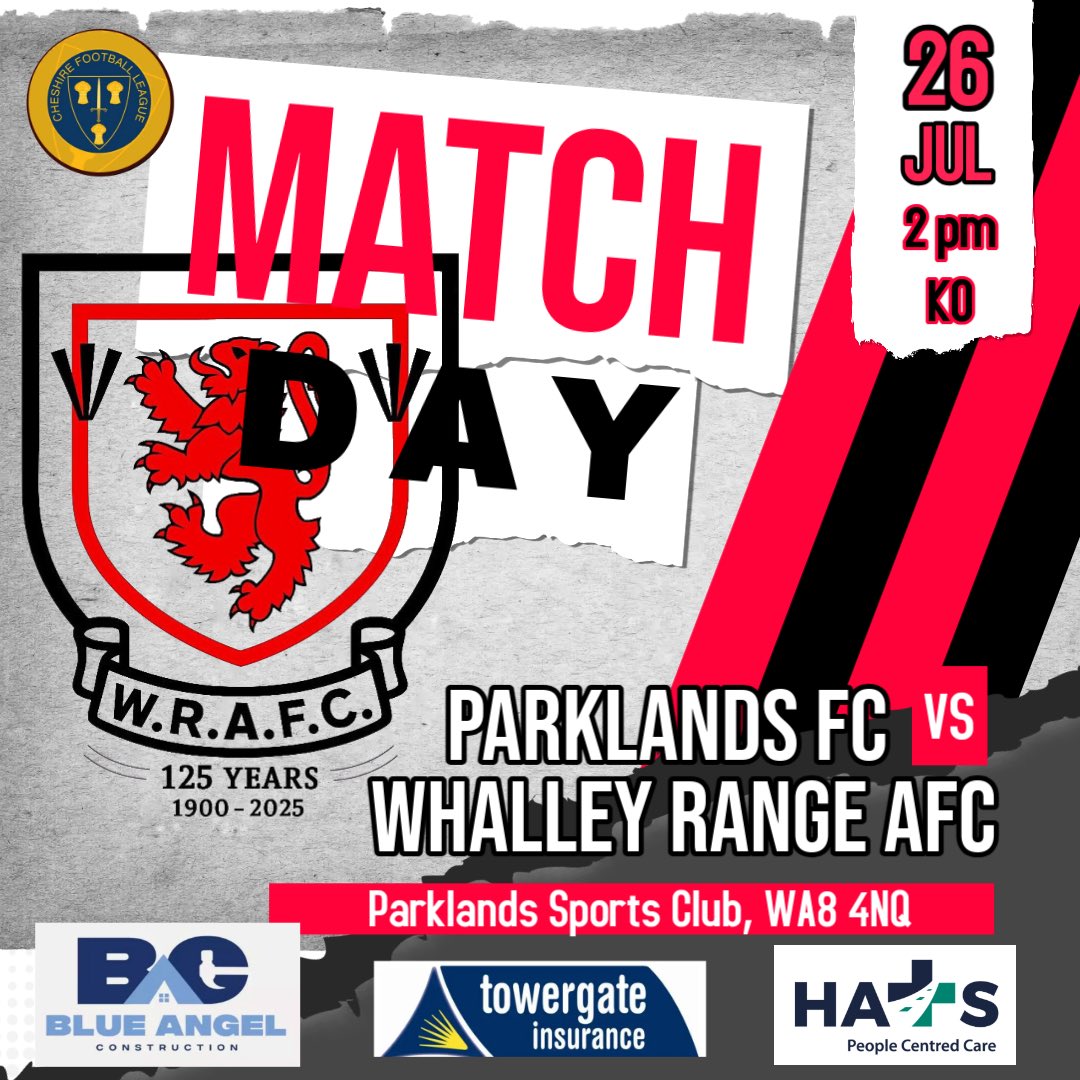 Whalley Range AFC (@wrafc1stteam) on Twitter photo Season Opener ‼️
🆚 <a href="/ParklandWidi/">Parklands FC🌳</a>
🕑 2pm KO
🏟️ Parklands Sports Club, WA8 4NQ
🏆 <a href="/CheshireFL/">Cheshire Football League ⚽️</a>
UpTheWhalley 🔴⚫️ Season Opener ‼️
🆚 <a href="/ParklandWidi/">Parklands FC🌳</a>
🕑 2pm KO
🏟️ Parklands Sports Club, WA8 4NQ
🏆 <a href="/CheshireFL/">Cheshire Football League ⚽️</a>
UpTheWhalley 🔴⚫️