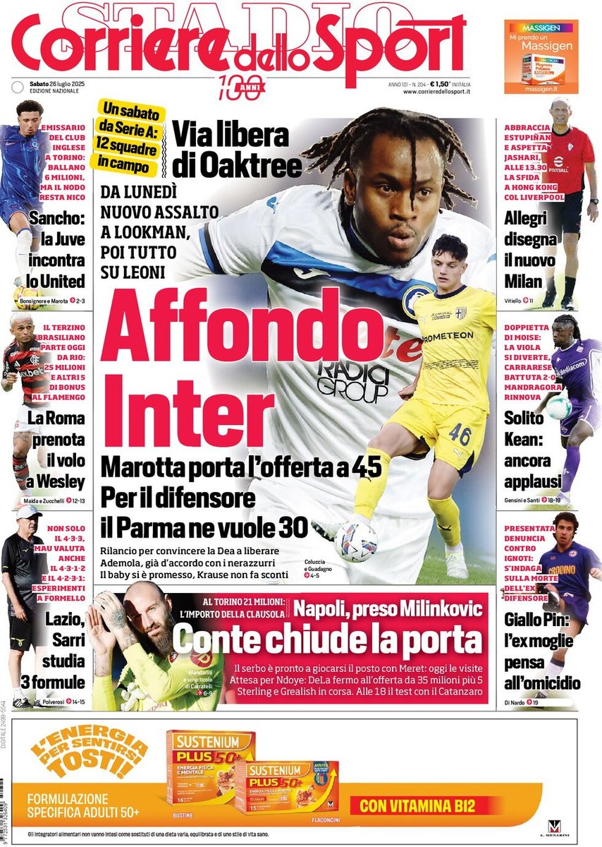 SempreMilanCom's tweet image. 📰 Today's edition of @CorSport...
🆕 "Allegri designs the new #ACMilan."
👋 "A hug with Estupinan, now he awaits Jashari. Liverpool clash at 13:30 today."