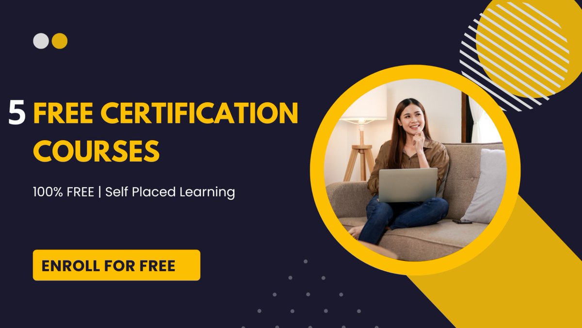 Stephen29929111's tweet image. 🎓𝟱 𝗙𝗥𝗘𝗘 𝗖𝗲𝗿𝘁𝗶𝗳𝗶𝗰𝗮𝘁𝗶𝗼𝗻 𝗖𝗼𝘂𝗿𝘀𝗲𝘀 𝗧𝗼 𝗕𝗼𝗼𝘀𝘁 𝗬𝗼𝘂𝗿 𝗧𝗲𝗰𝗵 𝗖𝗮𝗿𝗲𝗲𝗿! 🚀

Upgrade your skills and earn industry-recognized certificates — 100% FREE!
Link in the comment section  #DataScientists
#Dataanalyst 
🎯 Enroll Now &amp;amp; Get Certified for FREE