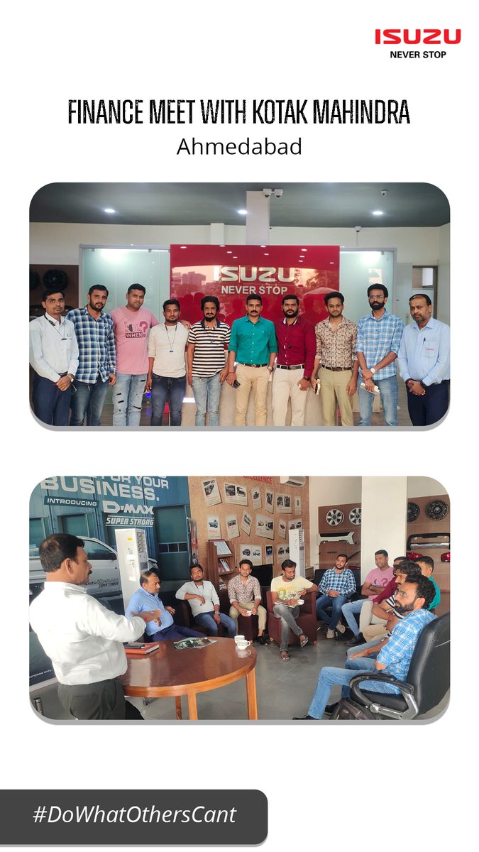 IsuzuIndia's tweet photo. Torque ISUZU Finance Meet | Ahmedabad
An engaging session with our finance partners to drive stronger collaborations and seamless customer experiences.
#TorqueISUZU #IsuzuMotorsIndia #FinanceMeet #Ahmedabad #DrivenTogether https://t.co/3bscN6FZew
