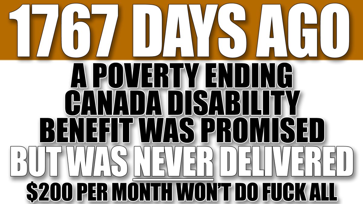 The280Times's tweet image. 1767 Days ago a poverty ENDING #CanadaDisabilityBenefit was promised to #Disabled #Canadians @MarkJCarney @PattyHajdu @lesliechurch
Instead $10DC, Dental, Pharma, Ukraine & Military boost prioritized over the lives & safety of OUR most vulnerable.
$200 Monthly won't do fuck all