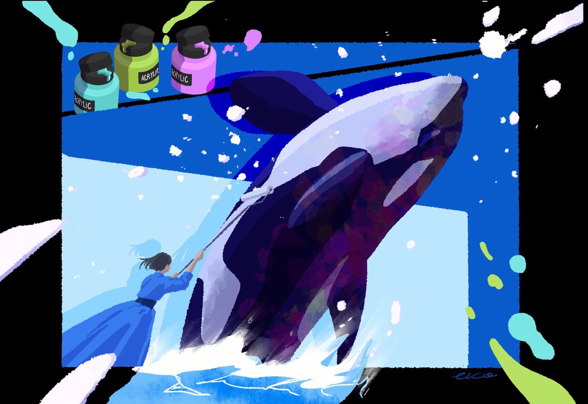 Eico_painter's tweet photo. 絵から飛び出すシャチ - Break Out Orca - https://t.co/jdZb1qBxKi