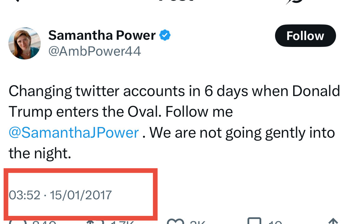 Samantha Power, January 15, 2017 
“We are not going gently into the night”