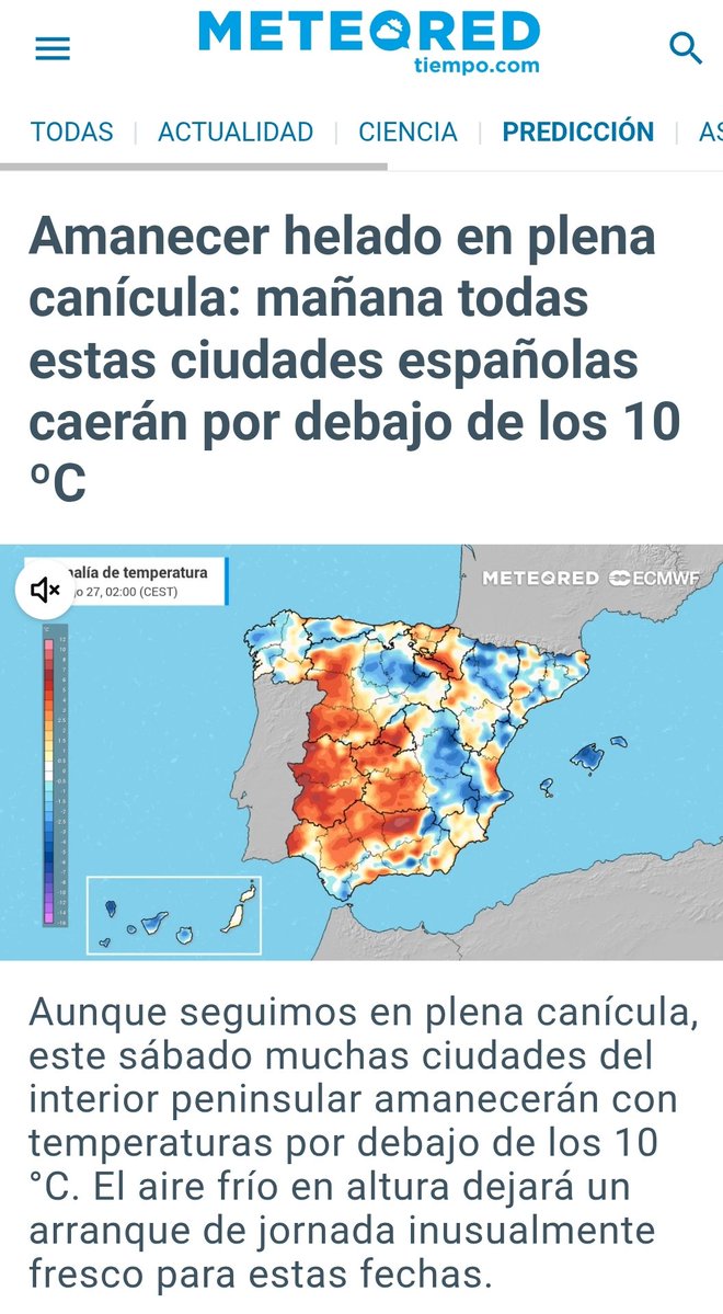 Alex_Diaz_68's tweet image. El "Calienta Cuento" dejará temperaturas mínimas en varias ciudades españolas que se situarán entre los 0°C y los 10°C
👉 No estamos en enero, estamos a finales de julio.