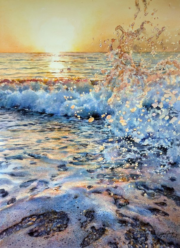 Çıralı'da gün doğumu
Sulu boya (watercolor), Rukiye Garip
76 cm x 56 cmj (30 in x 22 in)