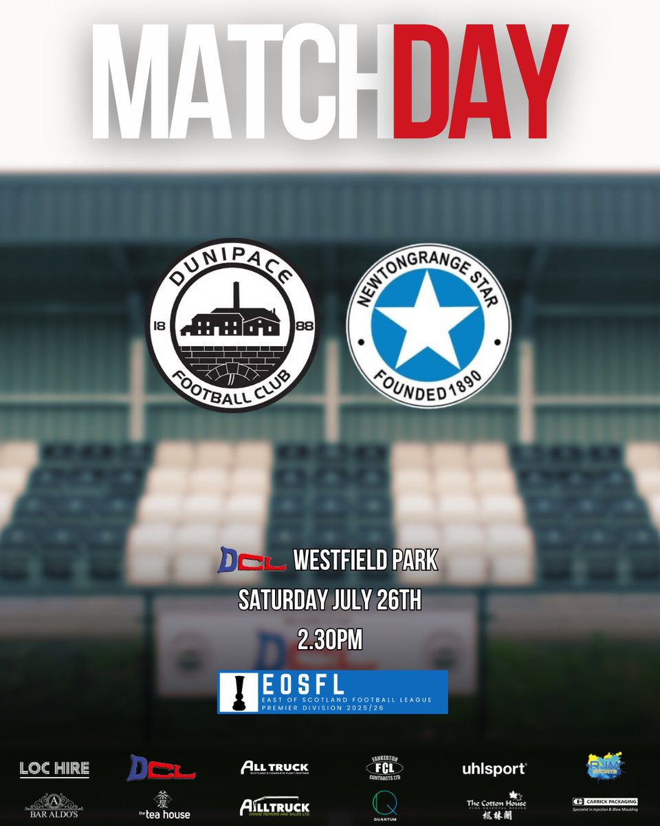 ⚽ MATCHDAY
🆚 Newtongrange Star
🏟 DCL Westfield Park
🏆 East of Scotland Premier Division
🕢 2.30pm