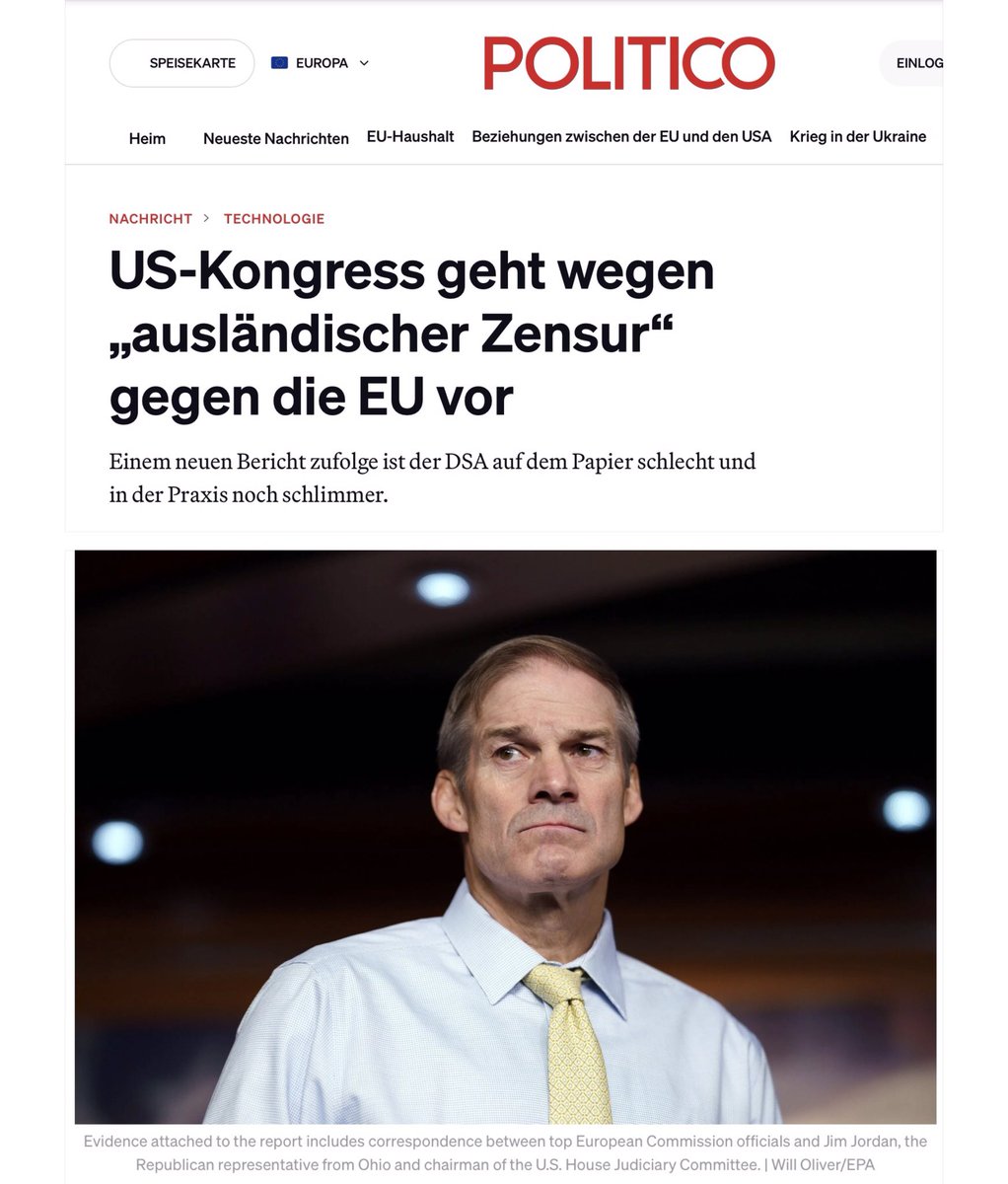 PeterPilz3's tweet image. Fazit des Zwischenberichts des Ausschusses für Justiz des Repräsentantenhauses der Vereinigten Staaten zum "Digital Services Act":
Getarnt als Regelung zur Erhöhung der Online-Sicherheit ist der DSA ein mächtiges Zensurgesetz, das europäischen Regulierungsbehörden die…