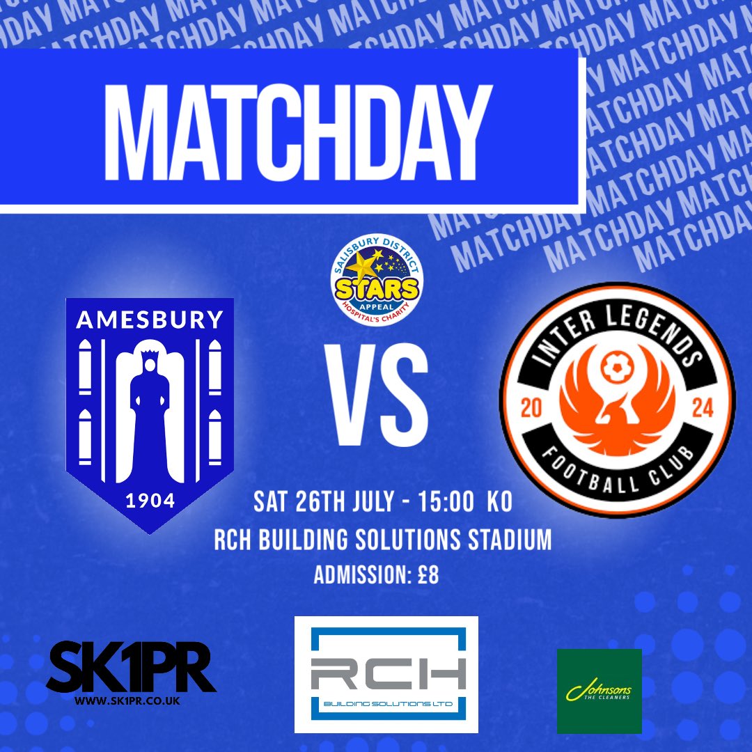 This afternoon we welcome <a href="/interlegendsfc/">Inter Legends FC</a> as we raise money for the stars appeal 

A fun afternoon with a host of football legends and social media influencers taking the field 

🆚 Interlegends FC 
🏆: Charity Game 
⏰: 15:00 
📌: RCH Building Solutions Ltd stadium 
💵: £8