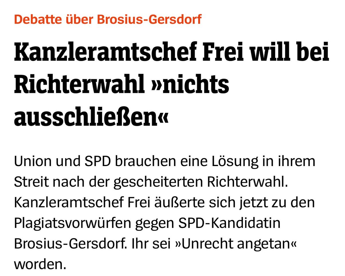 Torsten Dittkuhn 🦘 (@tdittkuhn) on Twitter photo Es ist armselig, dass die <a href="/CDU/">CDU Deutschlands</a> nicht die Größe hat zu sagen „Die Vorwürfe und Kritik an Frau #BrosiusGersdorf sind falsch, das war ein Fehler!“ und dann wird gewählt, denn die Kritik war unterirdisch, von Rechtspopulisten getrieben und nie sachlich <a href="/HendrikWuest/">Hendrik Wüst</a>. Es ist armselig, dass die <a href="/CDU/">CDU Deutschlands</a> nicht die Größe hat zu sagen „Die Vorwürfe und Kritik an Frau #BrosiusGersdorf sind falsch, das war ein Fehler!“ und dann wird gewählt, denn die Kritik war unterirdisch, von Rechtspopulisten getrieben und nie sachlich <a href="/HendrikWuest/">Hendrik Wüst</a>.