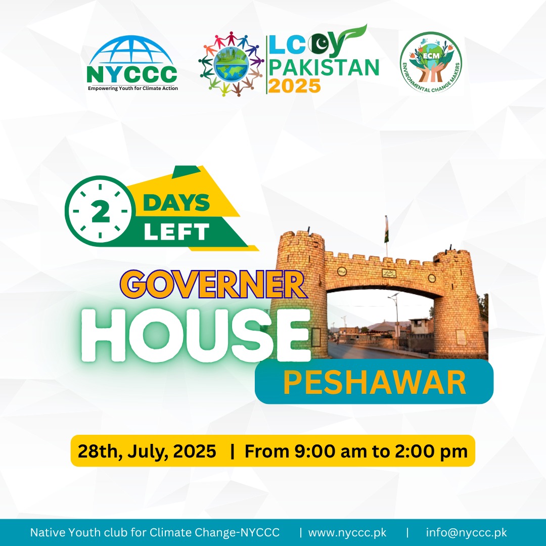 Only 2 DAYS TO GO! 
The wait is almost over… 🌍🔥

Pre-LCOY Khyber Pakhtunkhwa 2025 is happening in just TWO DAYS at the iconic Governor House, Peshawar !

Youth changemakers, climate leaders, and policy shapers are all coming together to spark bold ideas and real action for a