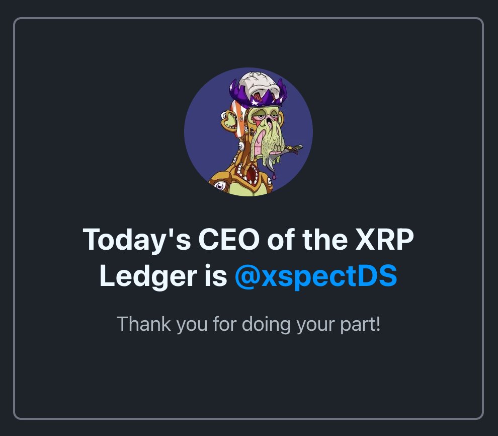 Congrats <a href="/xspectDS/">DS 🪝🧬🟧🟦🍌🦍🧪</a> ! You are CEO today 🫵