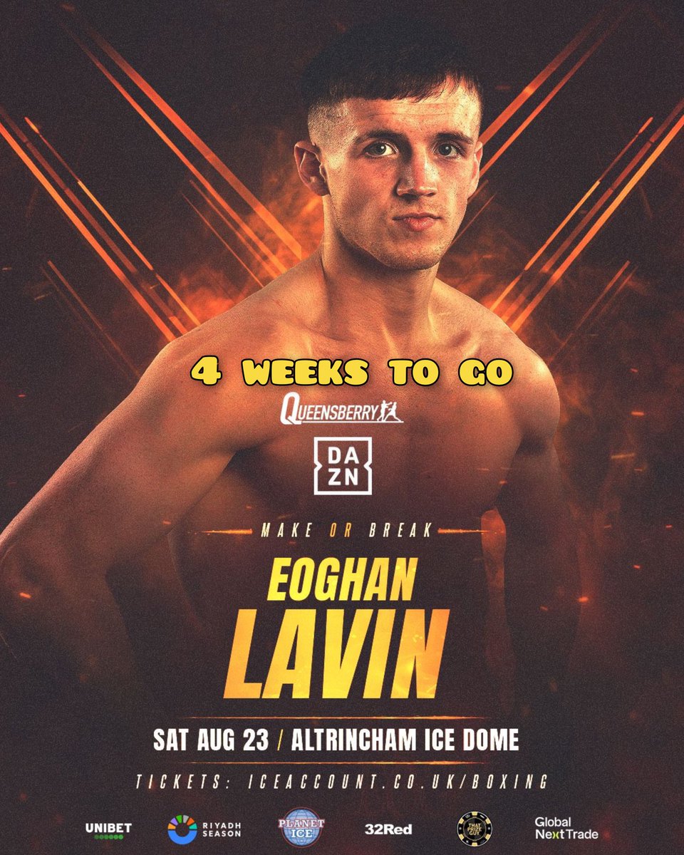 BoxingTicketsNI's tweet image. 4 weeks to go
Eoghan Lavin & Steven Cairns both feature on the #RaffertyChamberlain card at Planet Ice in Altrincham
No opponents confirmed as yet for both fighters