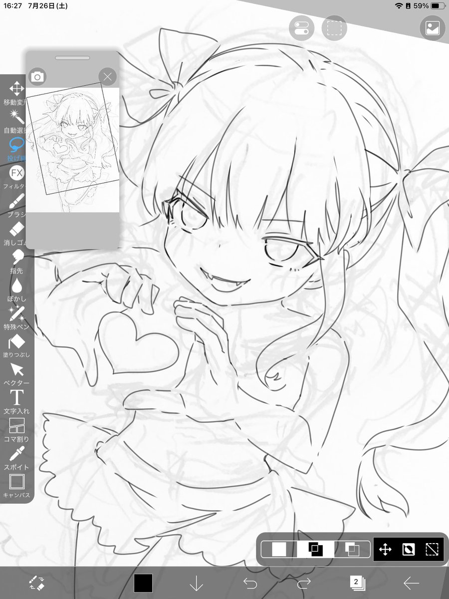 ikapiyosuke's tweet image. まーだ誰かわからないね…🤔
もう少し線画調整して、色塗りながら訂正していこう…