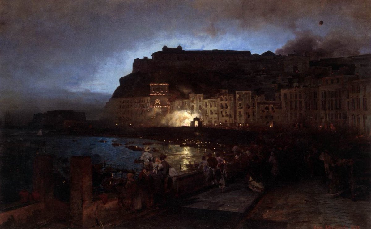 rinconartex's tweet image. «Fuegos artificiales en Nápoles» (Oswald Achenbach, 1875).