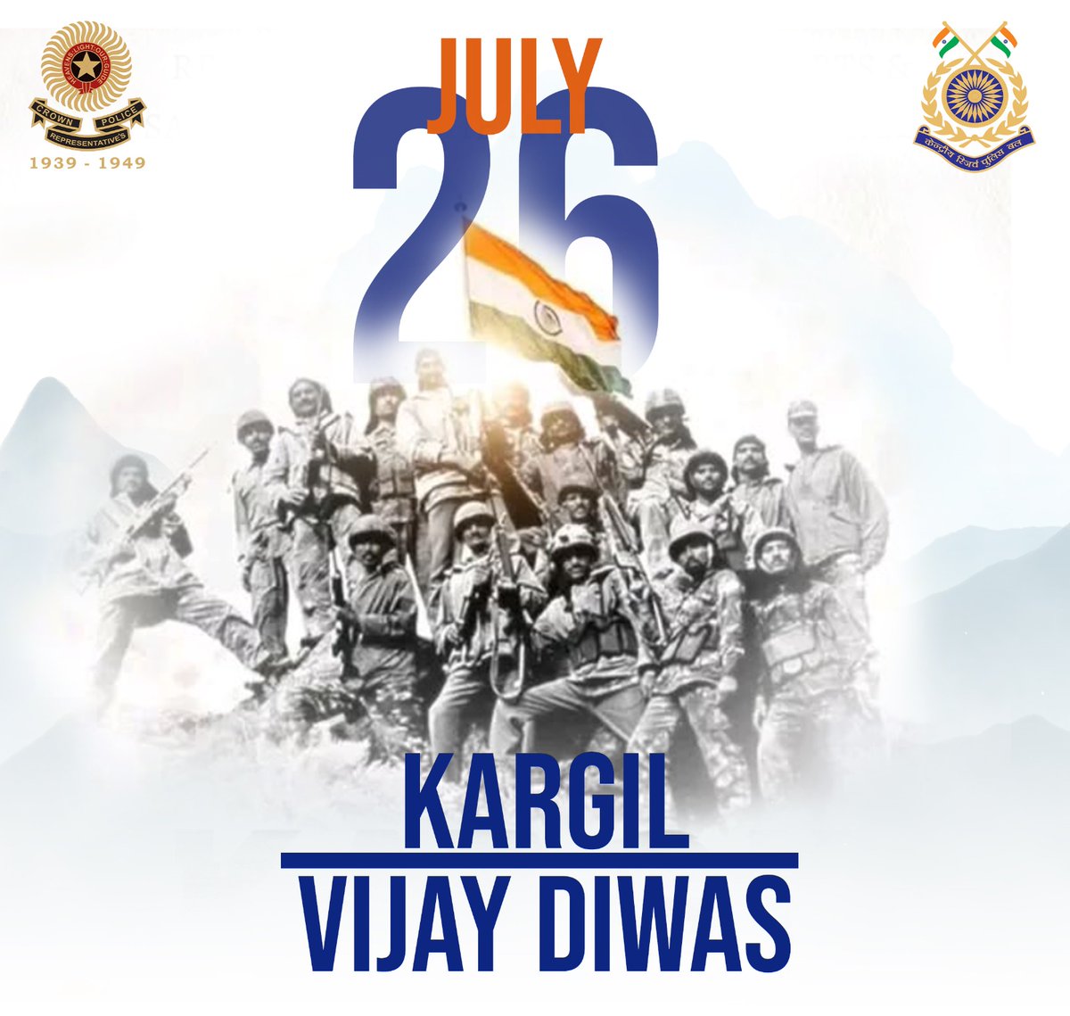 On this solemn #KargilVijayDiwas, #CRPF bows in reverence to the immortal courage of our warriors.
Their undaunted spirit, battlefield brilliance, and fierce love for the motherland led to a triumph etched forever in the nation’s soul during #OperationVijay.

We remember. We