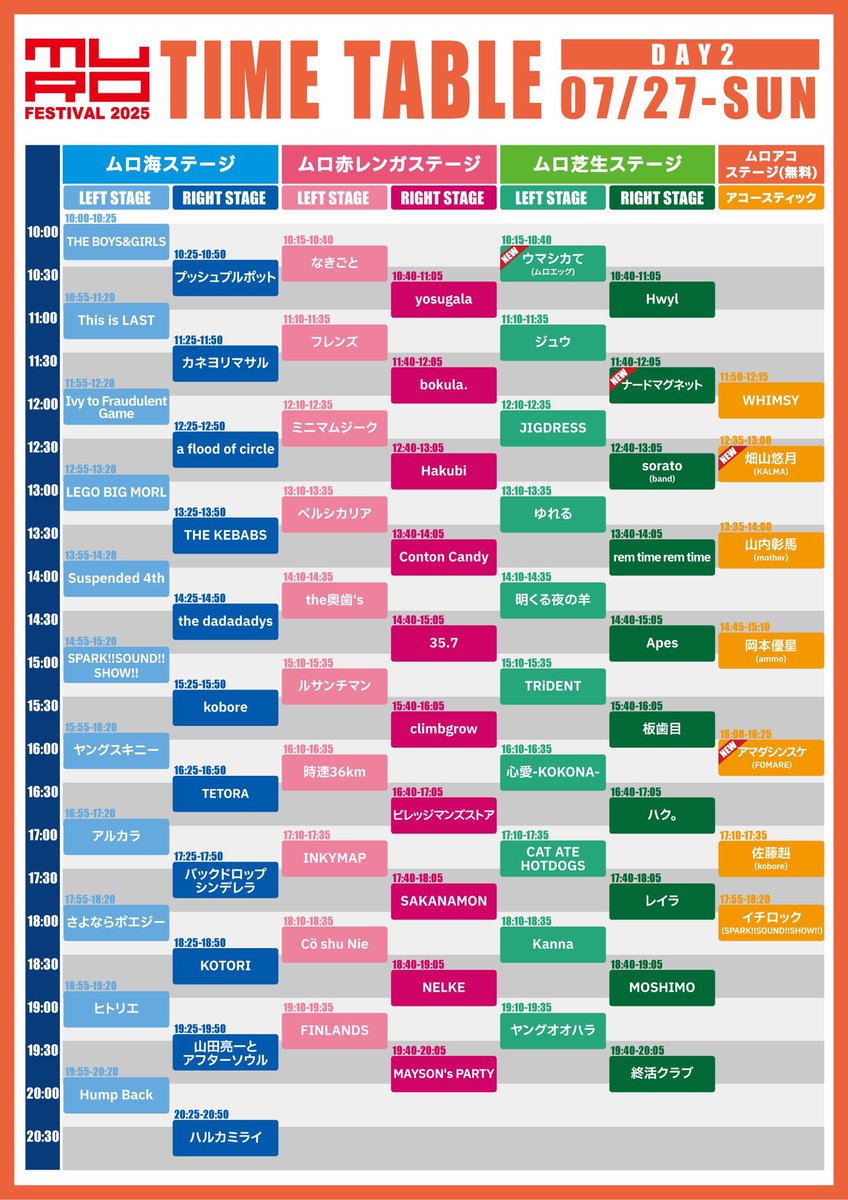 明日はsoratoサポートでムロフェス！
ムロ芝生ステージRIGHT STAGE12:40〜！

芝生ステージは個人的に初なのでわくわく。
楽しもう！夏だから！