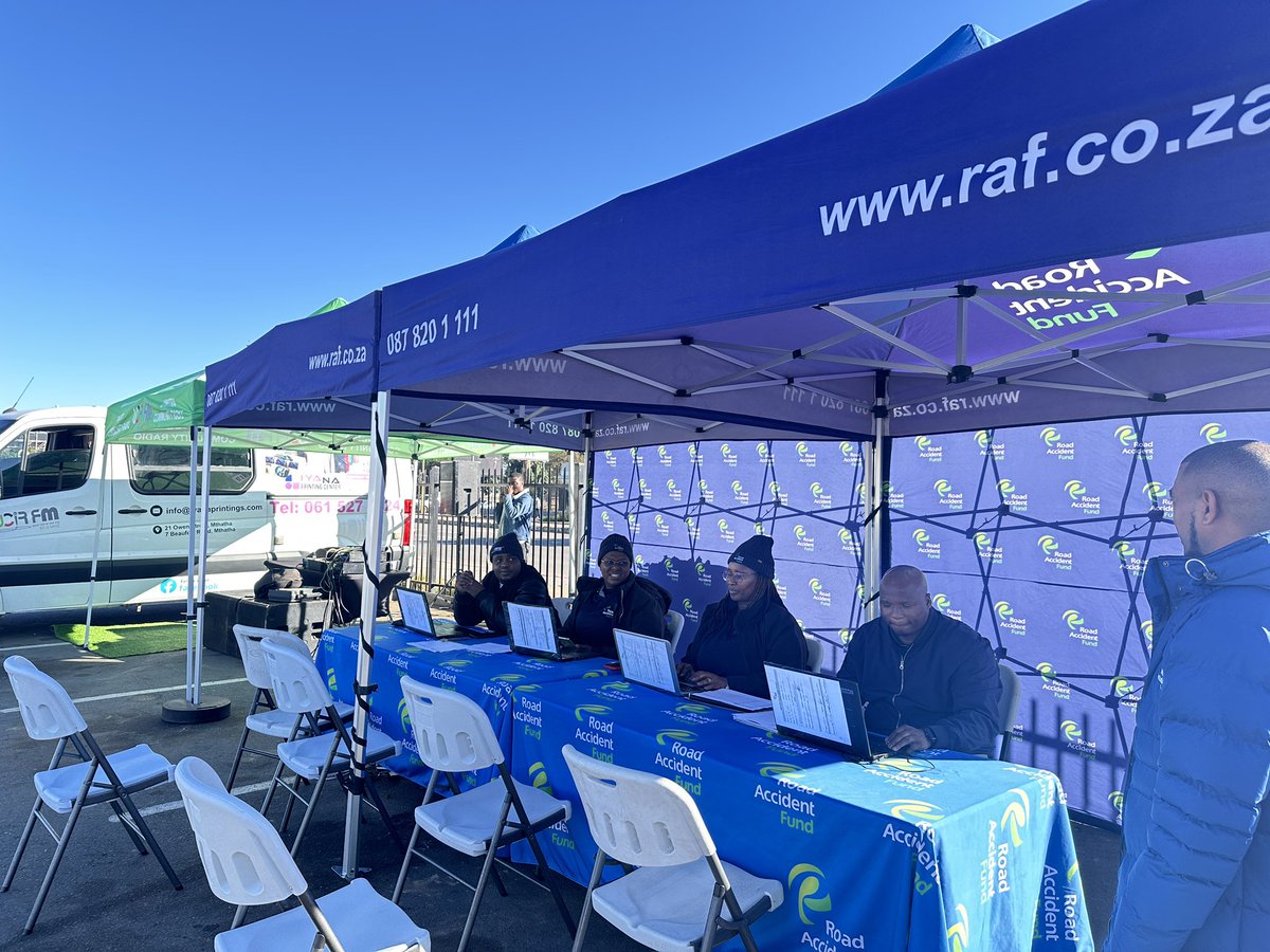 RAF_SA's tweet image. The RAF is at Mthatha Plaza in Mthatha as part of our road safety partnership with UCR FM. We are here to share vital road safety messaging and assist with RAF claim related queries.
We are here from 09:00-14:00 today so make sure you come and visit us if you’re in the area!