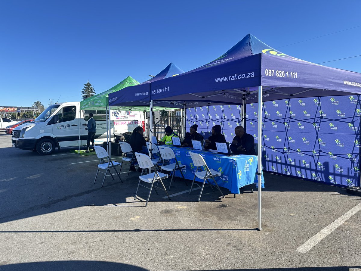 RAF_SA's tweet image. The RAF is at Mthatha Plaza in Mthatha as part of our road safety partnership with UCR FM. We are here to share vital road safety messaging and assist with RAF claim related queries.
We are here from 09:00-14:00 today so make sure you come and visit us if you’re in the area!