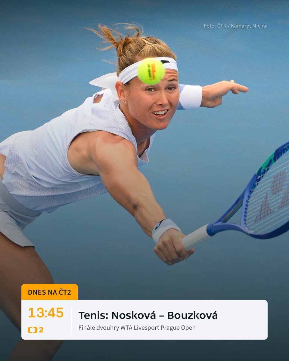sportCT's tweet image. Linda Nosková ještě Livesport Prague Open nevyhrála, Marie Bouzková ano. ☝️ Výjimečná atmosféra a domácí publikum dodají speciálnímu finále potřebný esprit. 🎾 Co přinese české finále v Praze? 🧐
Přímý přenos vyvrcholení turnaje sledujte od 13:45 na ČT2 a ČT sport Plus. 📺
Více…