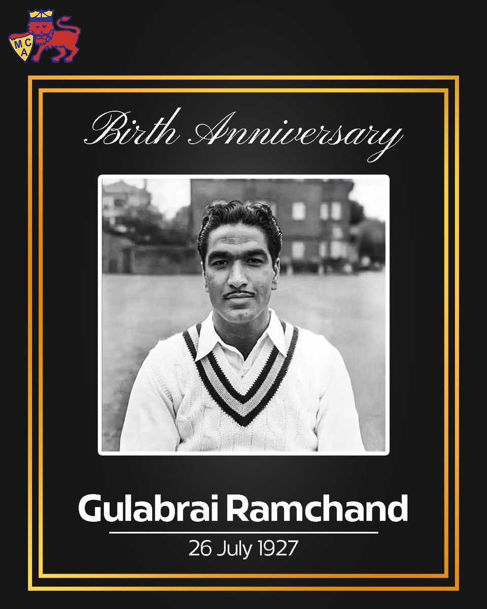 MumbaiCricAssoc's tweet photo. Remembering Gulabrai Ramchand on his birth anniversary 🎂

As the captain of the Indian cricket team, he led India to its first Test win against Australia. 🙌

#MCA #Mumbai #Cricket #Wankhede #BCCI https://t.co/MISyESowJe