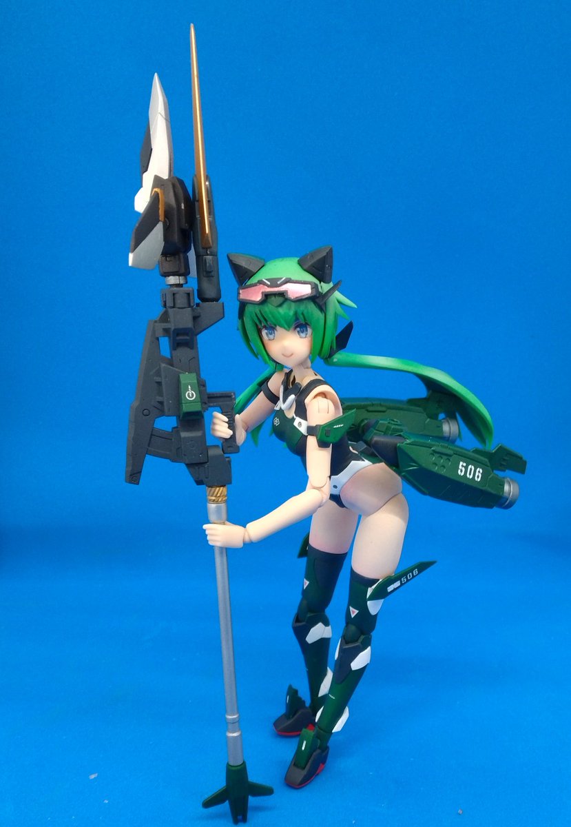 td_t_d's tweet image. #いろしか夏の陣
先端に魚雷を搭載した射止める銛「ジェットハープーン」を装備したスティレットGreen swimsuit で参戦させていただきます。