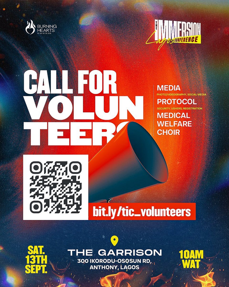 ElvisOkhifo's tweet image. Join the army of spirit filled volunteers in Lagos for this life changing conference.
bit.ly/tic_volunteers