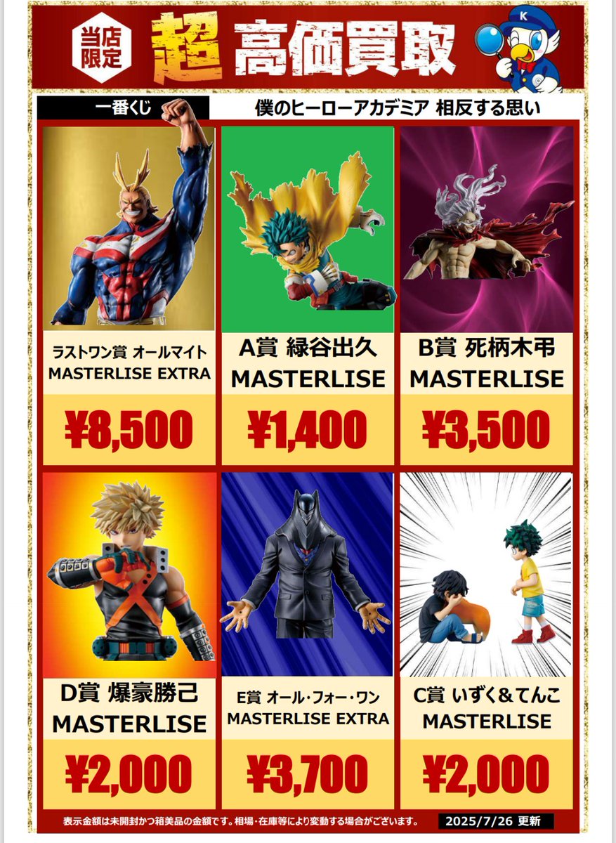 ✨買取✨ 一番くじ #僕のヒーローアカデミア 相反する思い 上位賞高価