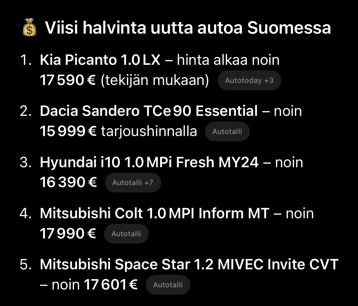 SaarniTuomo's tweet image. Romutuspalkkio on hyvä esimerkki kuinka poliitikot eivät ymmärrä köyhyydestä tai vähävaraisuudesta mitään. En tiedä ymmärränkö minäkään, mutta uskon ymmärtäväni enemmän.
Romutuspalkkion saa jos romuttaa vanhan ja ostaa uuden. Uudesta autosta saa Suomessa pulittaa vähintään sen…