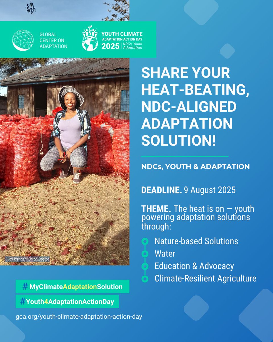 GCAdaptation's tweet image. Adaptation Starts with Youth Solutions. 🌎💡
This is your chance to lead with bold ideas, inspire real change, and be recognized as a youth climate leader on the global stage.
👉 Submit your video: brnw.ch/21wUrtV
#MyClimateAdaptationSolution #Youth4AdaptationActionDay
