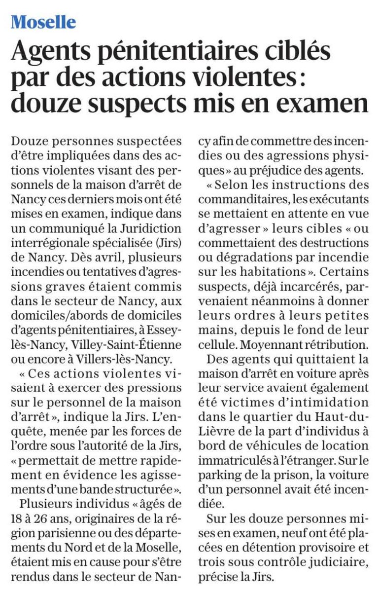 ljacobelli's tweet image. Dans une France où les voyous se croient tout permis, où l’autorité de l’État est bafouée et le laxisme érigé en modèle, les agents pénitentiaires sont devenus la cible de bandes criminelles.
Bravo aux forces de l’ordre pour cette opération exemplaire qui a permis de mettre ces…