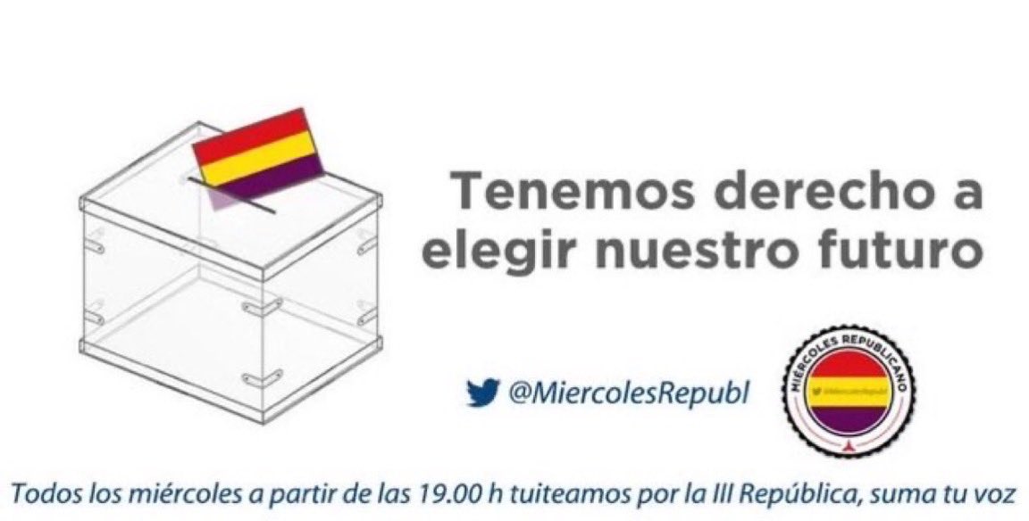 ComMadridMR's tweet image. Más del 60% de los actuales votantes no aprobamos la Constitución que ampara a la monarquía. 

Tuitea los miércoles el hashtag de @MiercolesRepubl en favor de la III República a partir de las 19:00 h (18:00 h en Canarias), suma tu voz.
#FelizSábado❤️💛💜
