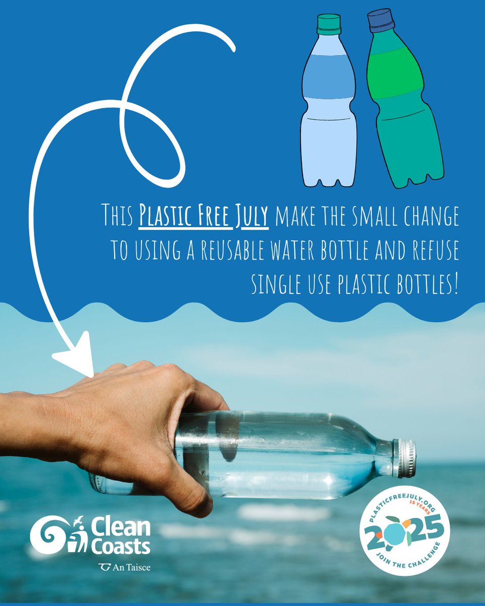 CleanCoasts's tweet image. ๐งSmall change, big impact.
Bring your reusable water bottle and avoid single-use plastics this Plastic Free July. Every refill helps keep plastic out of our seas.๐
#PlasticFreeJuly #CleanCoasts