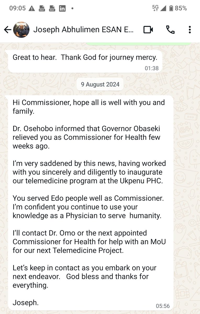 DralliSamuel's tweet image. Below is a reaction from An Edo indigene in Diaspora after I was relieved of my position