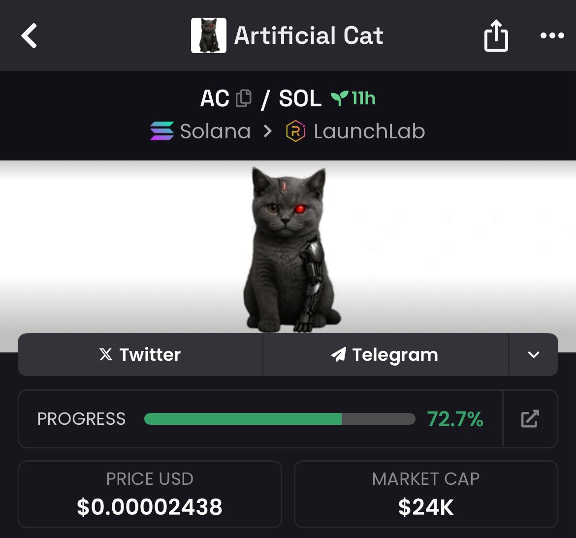 kristianjhs's tweet image. Artificial Cat $AC
DsnionDhRS7sLbF3QwgLmWTnegDDFaVKwmJDDBaSbonk
Still undervalued, at least will follow $AI