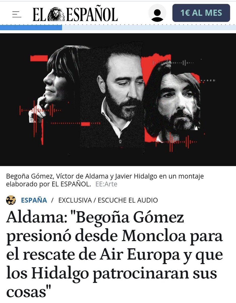 ricardo_calle_'s tweet image. El PSOE llevaba 24 horas dándole validez a la palabra de Aldama.
Aldama, hoy: “Begoña Gómez presionó desde la Moncloa para que se rescatara Air Europa. Usaba al Gobierno para conseguir beneficios para su cátedra”
Ni un día le ha durado el bulo al PSOE.